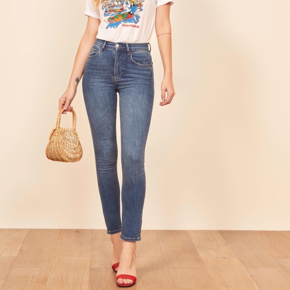 Reformation high & skinny jeans dark wash 26